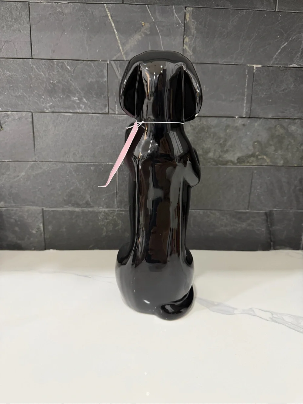 Black Ceramic Dog Figurine Jewelry Holder - Pets Dog